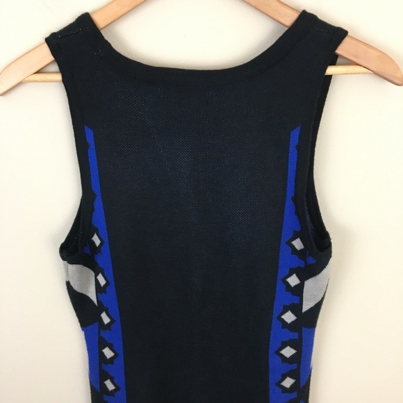 t/o Dress Womens Small Blue Black Aztec print Sleeveless - Picture 6 of 9